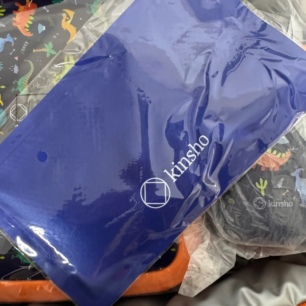 Kinsho Bento Blue Orange Dinosaur Insulated Lining Lunch Box Thermo Ice Pack NEW